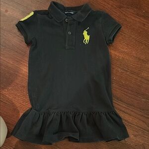 Ralph Lauren Black and Yellow Polo dress with Ruffle Hem